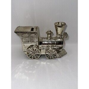 Train/locomotive Coin Bank - Silverplate - Moving Wheels Vintage made in Japan